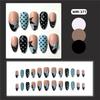 24Pcs Y2K Blue Star Almond Press On Nails Black Polka Dot French Tip Full Cover Fake Nails Sweet Cool Manicure
