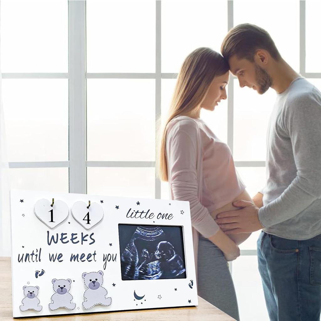 OurWarm Sonogram Picture Frame, Ultrasound Picture Frames with Baby Countdown Weeks, Baby Announcement, Birth Information, Expecting Mom Parents to