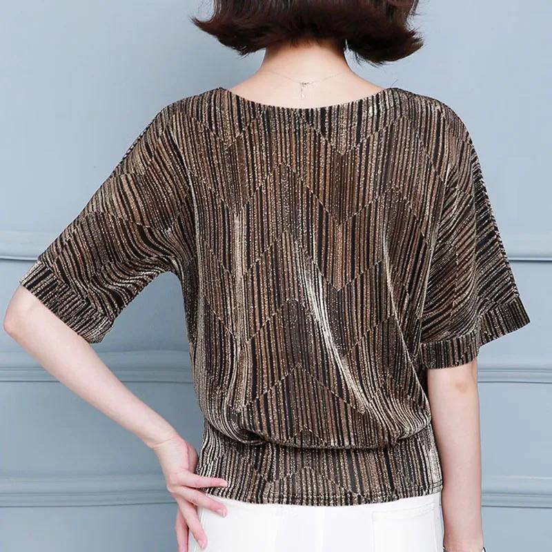 2025 Summer Women's Blouses New Glitter Shirt O-neck Fashion Tops Shiny Sequin Blouse Tunic Elegant Women Clothing Blusas