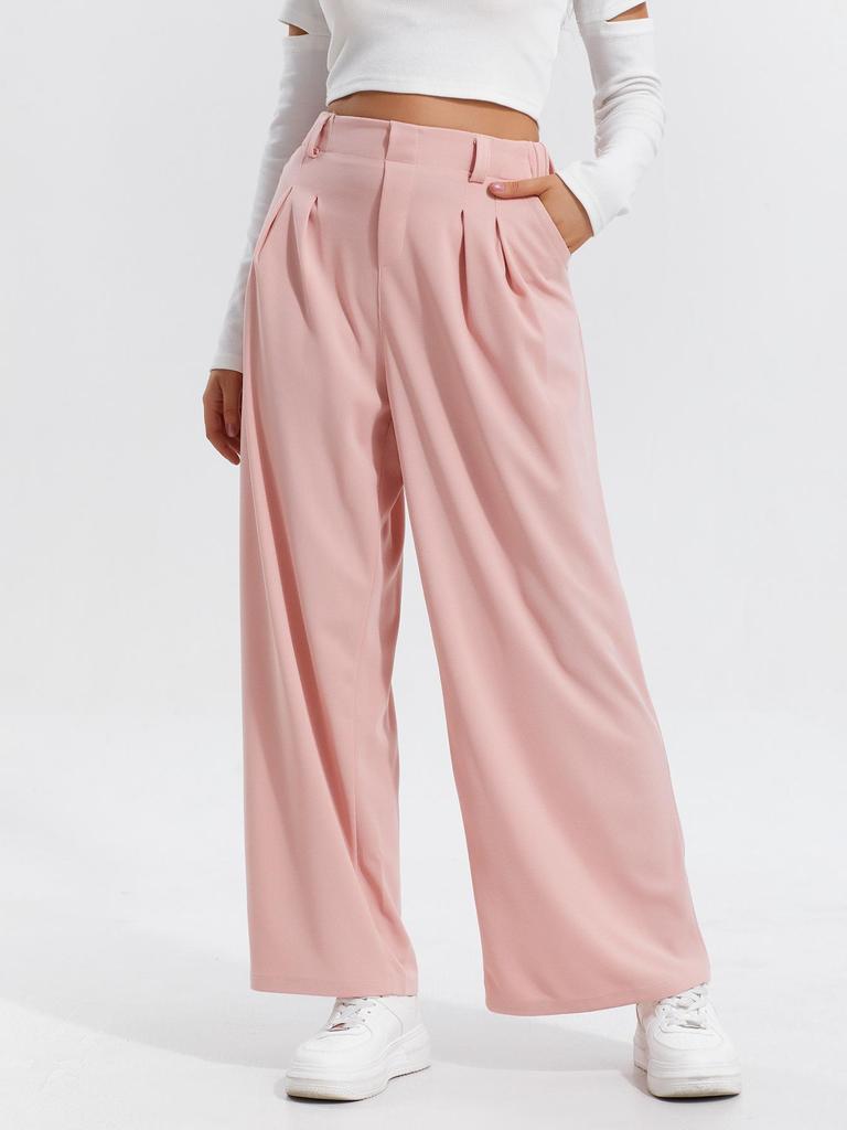 2025 Europese en Amerikaanse Dames Hoge Taille Wijde Pijp Elegante Casual Broek