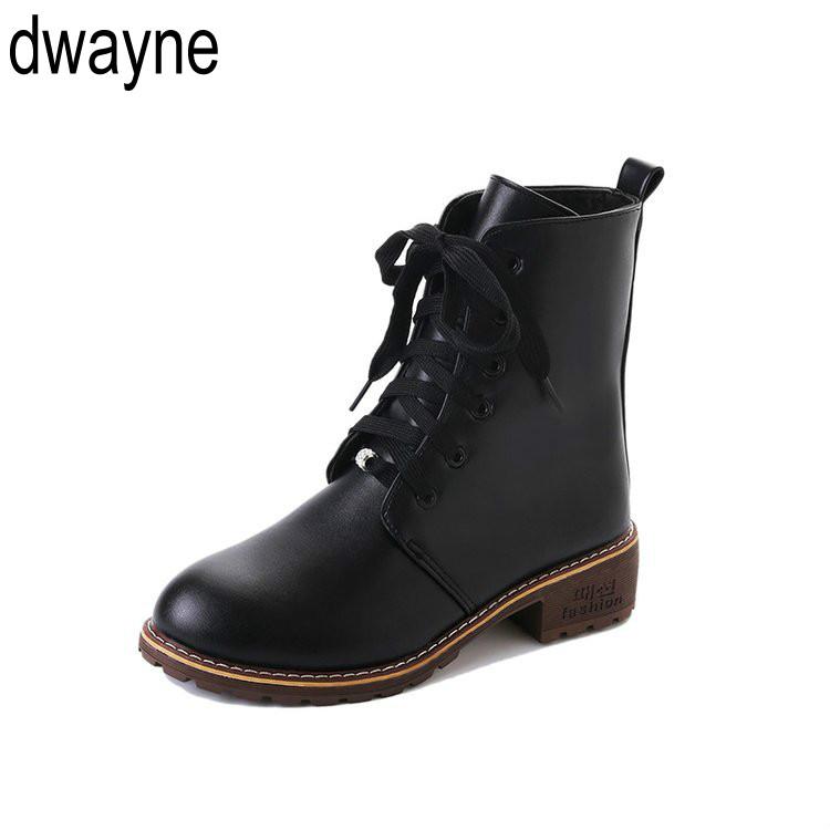 Boots 2019 Ankle Boots For Women Leather Winter Female Shoes Lace Up Flat Botines Mujer Ladies Shoes Dfv89