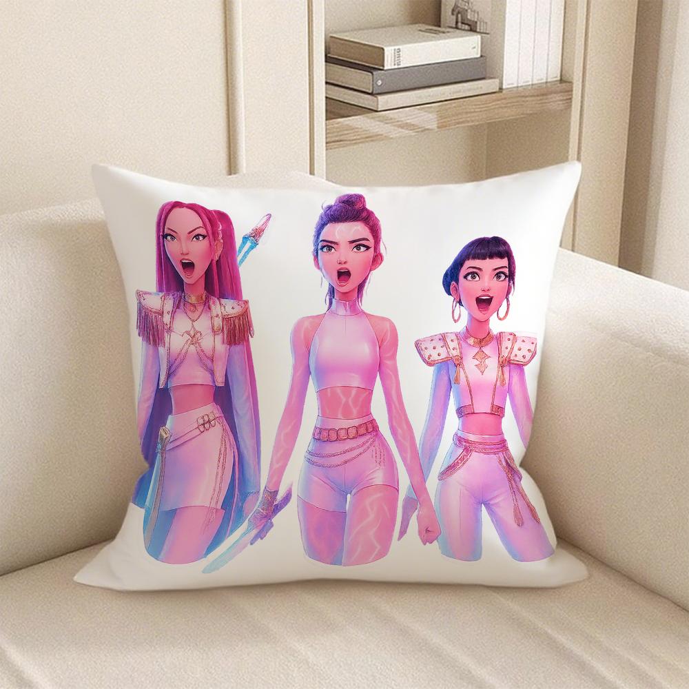 KPop Demon Hunters  Anime show on the pillow: Pink and purple fantasy & Cute character pillowcase fashion home decoration