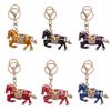 Three-dimensional Horse Keychain Oil Painting Bag Hanging Ornaments Bag Pendant Car Key Chain  Men