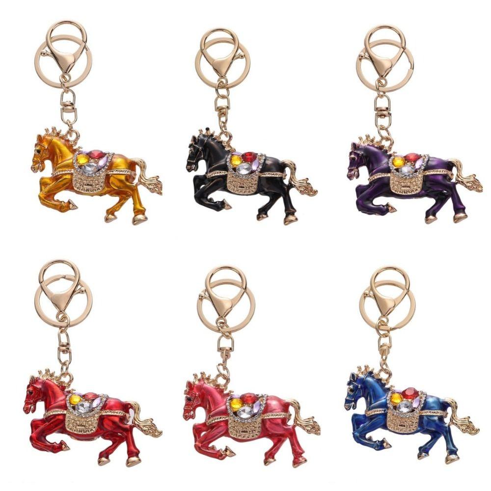 Three-dimensional Horse Keychain Oil Painting Bag Hanging Ornaments Bag Pendant Car Key Chain  Men