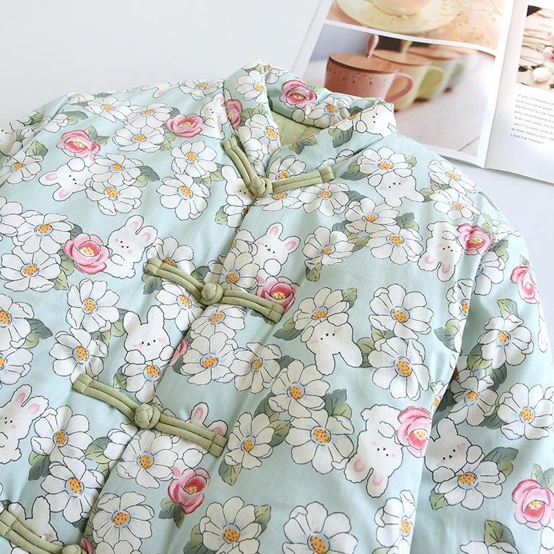 Winter Women's Padded Jacket Pure Cotton Flower Handmade Padded Jacket Thickened Padded Jacket Chinese Retro Jacket Mother Outfit