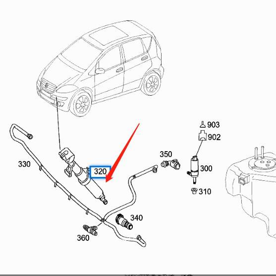 Mercedes W169 A180 A200 Headlamp Washer Nozzle