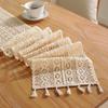 Bu Papa Beige Tassel Crochet Table Runner - American Retro Wave Tea & Dining Table Mat