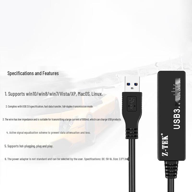 Active USB 3.0 Extension Cable with Signal Amplifier