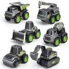 Children's Toy Pull-back Car 6 Black Engineering Fleet Excavator Roller Bulldozer Mixer Crane Model