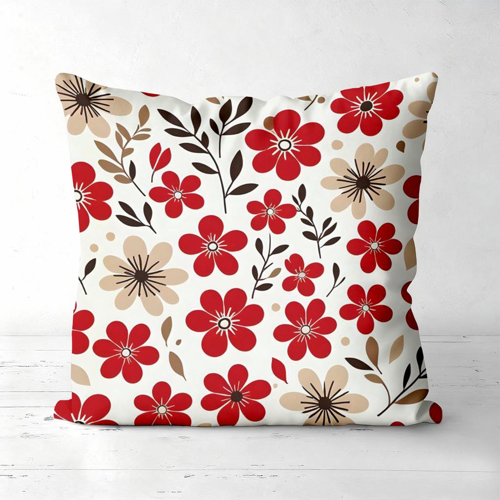 Floral Patterned Cushion Covers Red And Pink Polyester pillowcase, sofa decorative cushion cov Headboard Pillow