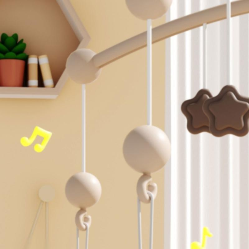 Infant Bedside Music Toy With Ceiling Light Show Auto Spin Mobile Built In Lullabies Wireless Remote For Newborns