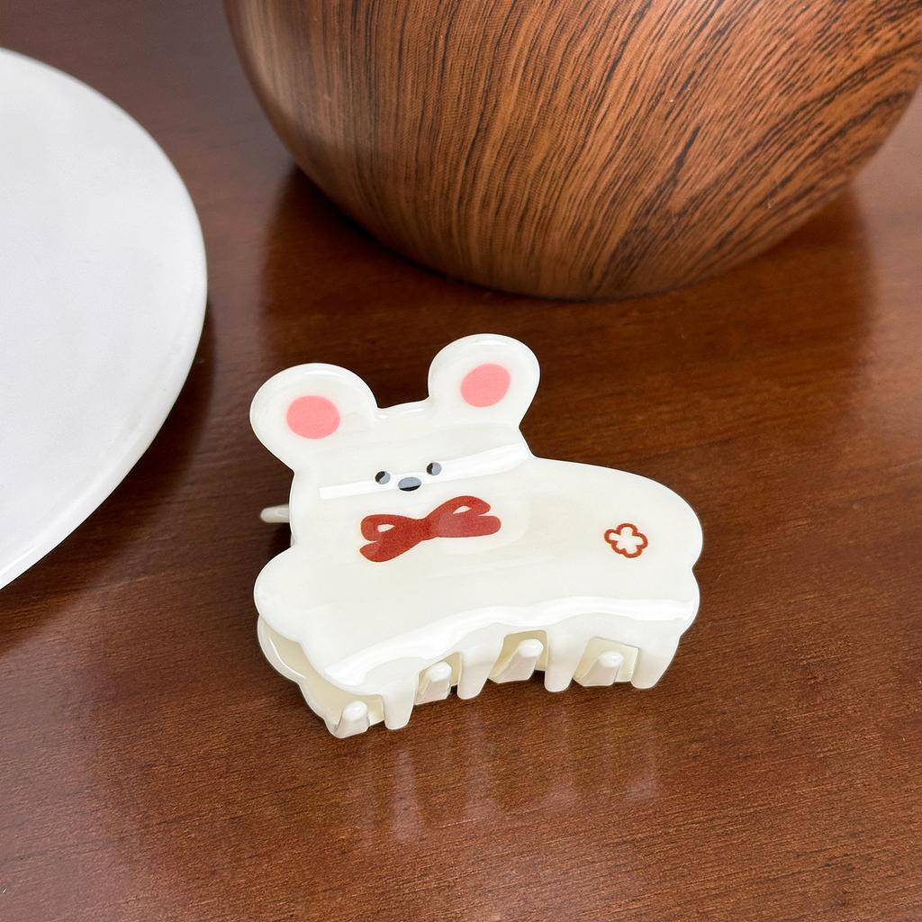 Cute Versatile Bear And Rabbit Acrylic Printed Cartoon Hair Clips For Girls