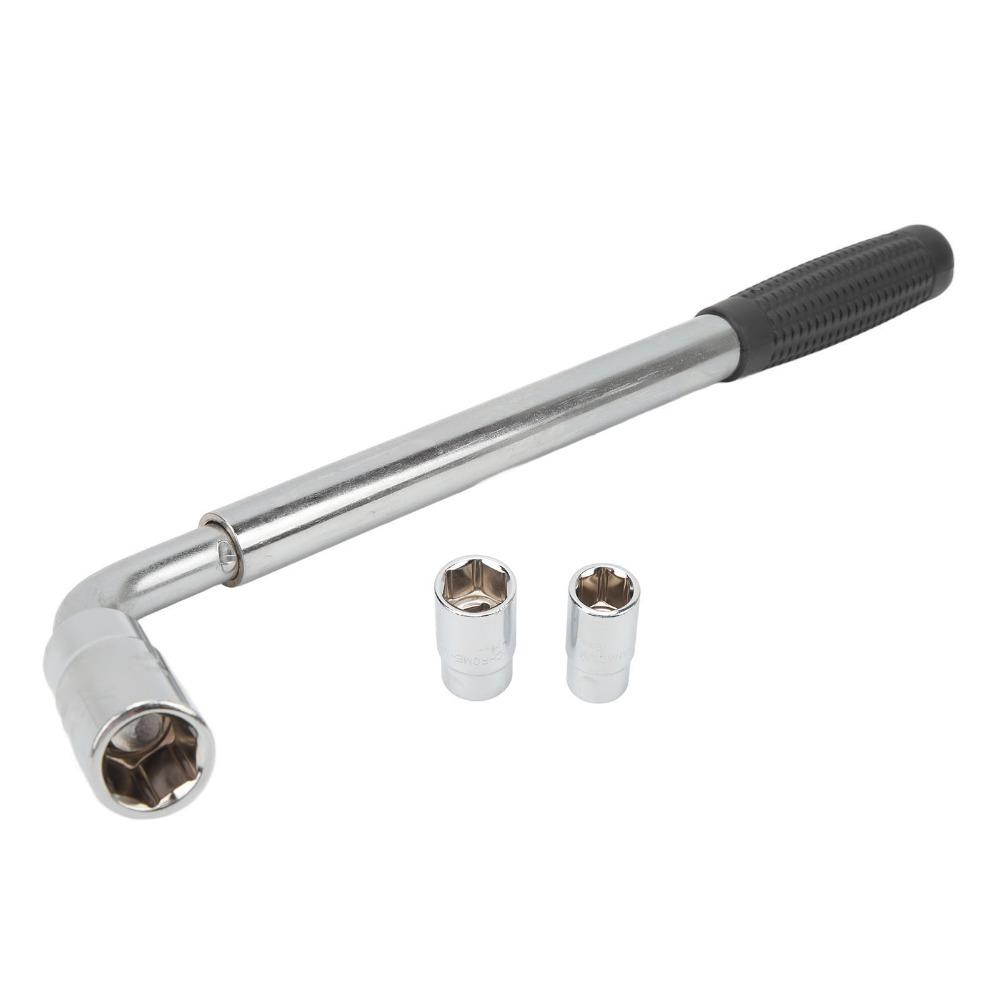 Telescoping L Type Wheel Wrench 17/19mm and 21/22mm Sockets Tire Iron Wrench Auto Repair