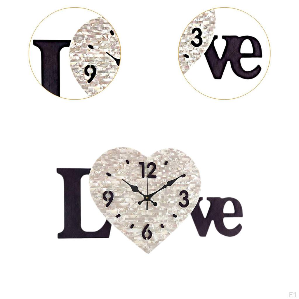 Love Heart Wall Clock Decorative Easy Read Silent Movement Sturdy Timepiece Ornament for