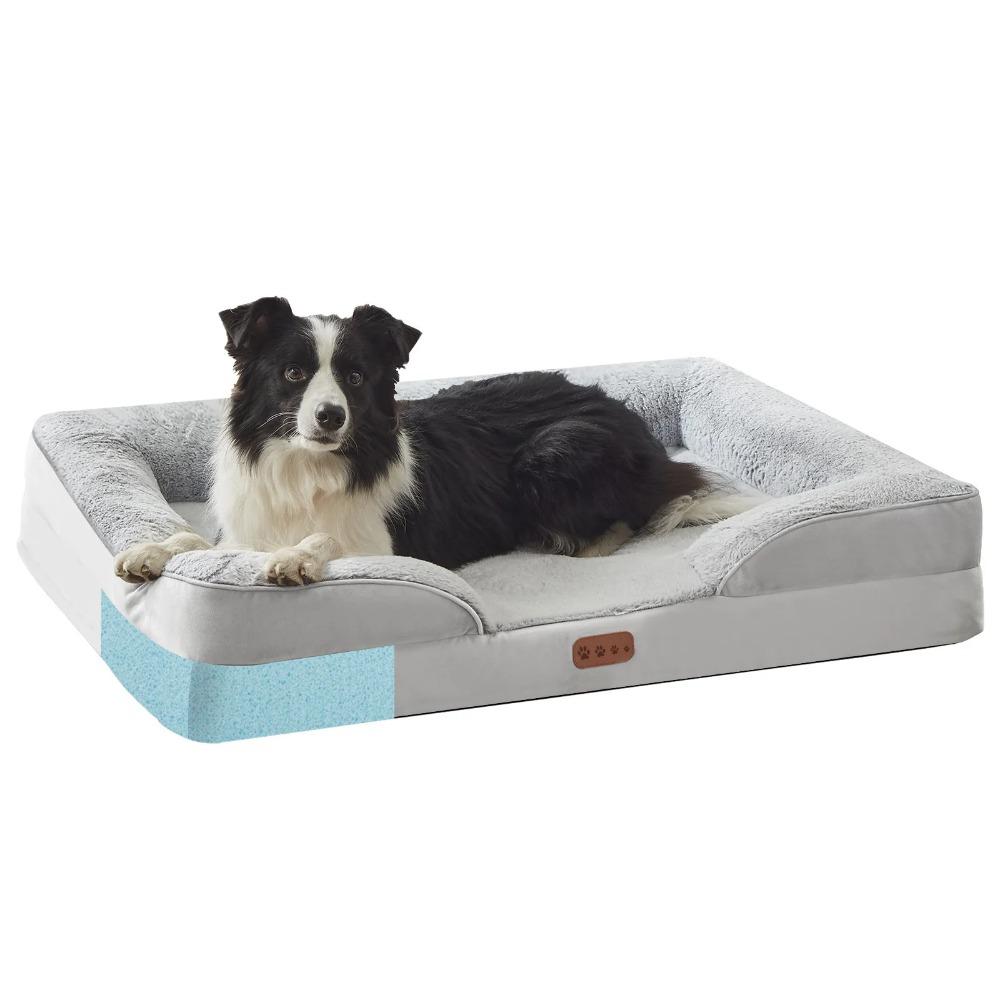 Orthopedic Memory Sponge Dog Bed with Universal C-Type Armrest Removable Pet Sofa Comfortable Cat Nest Dog Pad