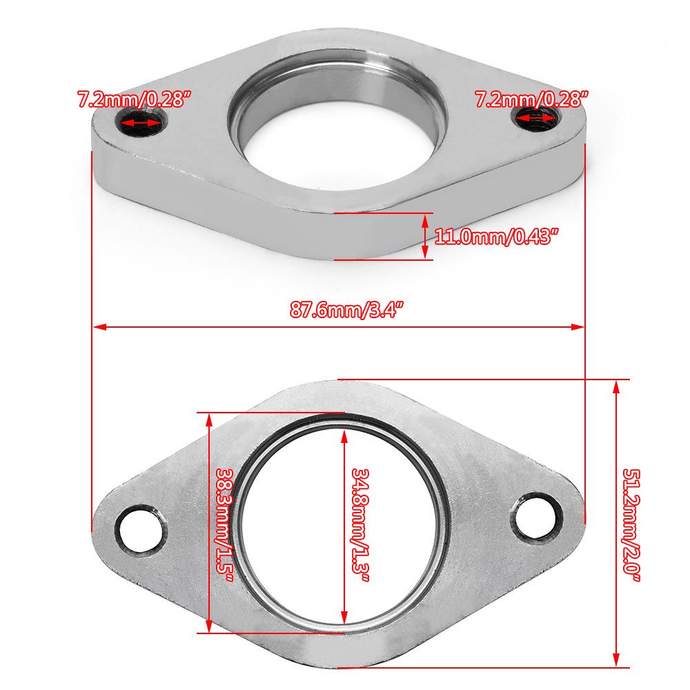 Stainless Steel 38mm Dual-Hole Exhaust Flange Gasket for Turbine Base