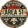 Vintage Area 51 Secret Alien UFO Metal Tin Sign Wall Art Home Decor