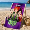 Custom Name Witches Collage Heart In Space Adventure Microfiber Beach Towel, Lightweight for Summer Travel, Swimming Pool Fan Gift