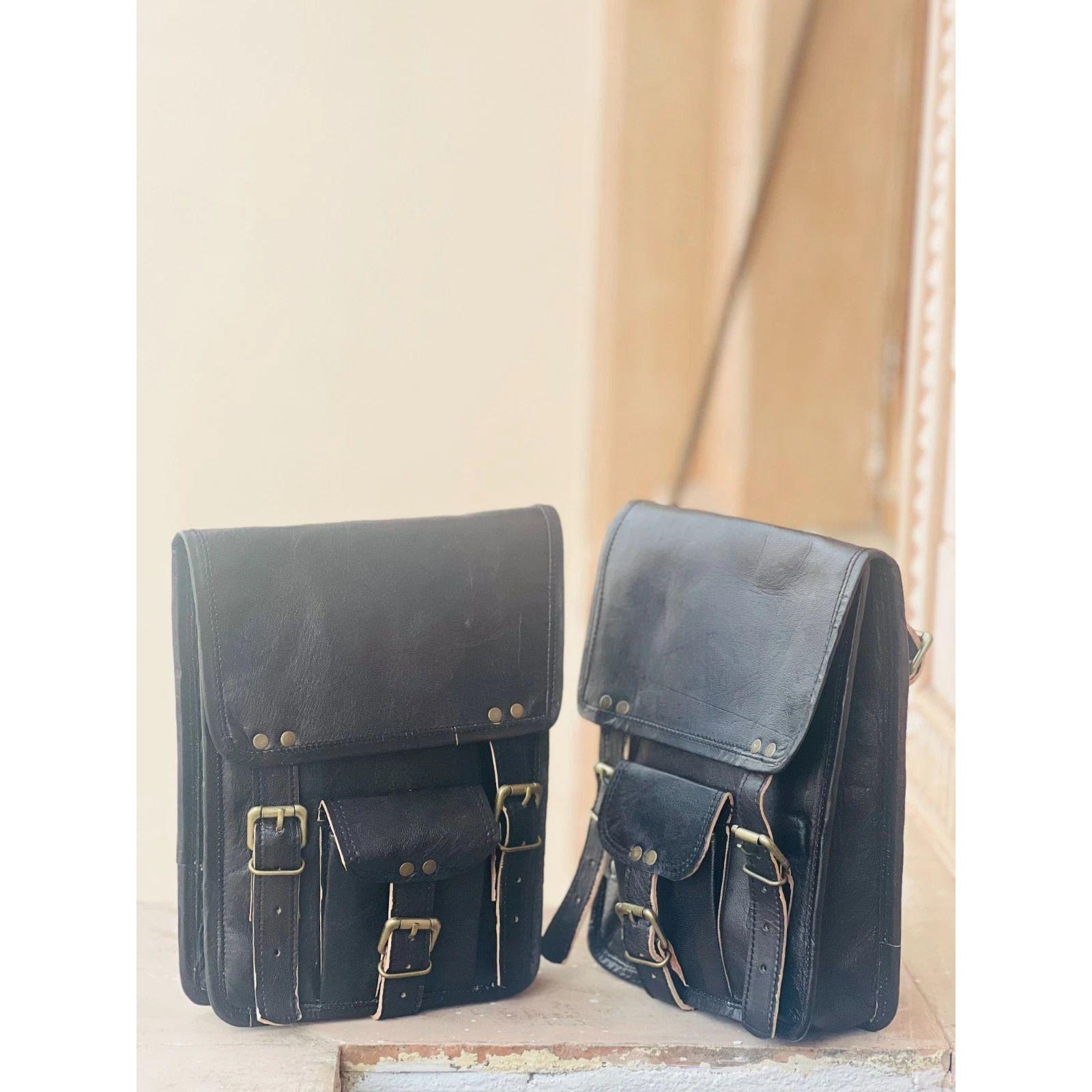 

Премиальные кожаные седельные сумки Кожаные боковые сумки Кофры Натуральная козья кожа 11 x 9 x 4 in