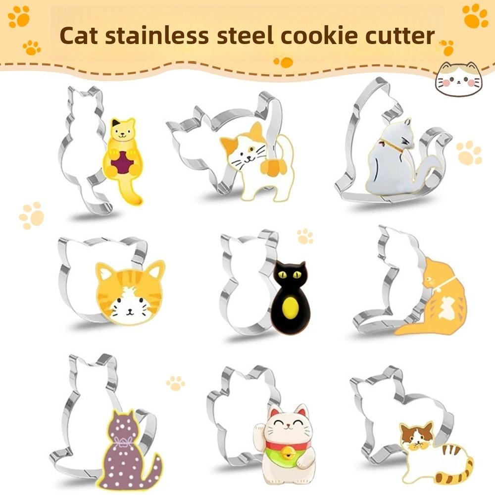 5/9Pcs Kitten Cat Shape Cookie Mold Stainless Steel Baking Tools Kitchen Gadgets Home Party Gift