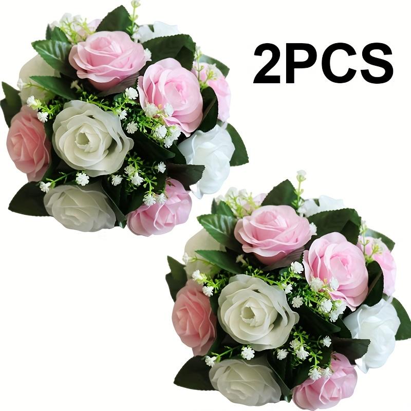 2Pcs Artificial Flower Wreath, New Year Decoration, Wedding Scene Props, Floral Arrangement Ornament, Table Party Home Decor, Fake Flowers, Hotel