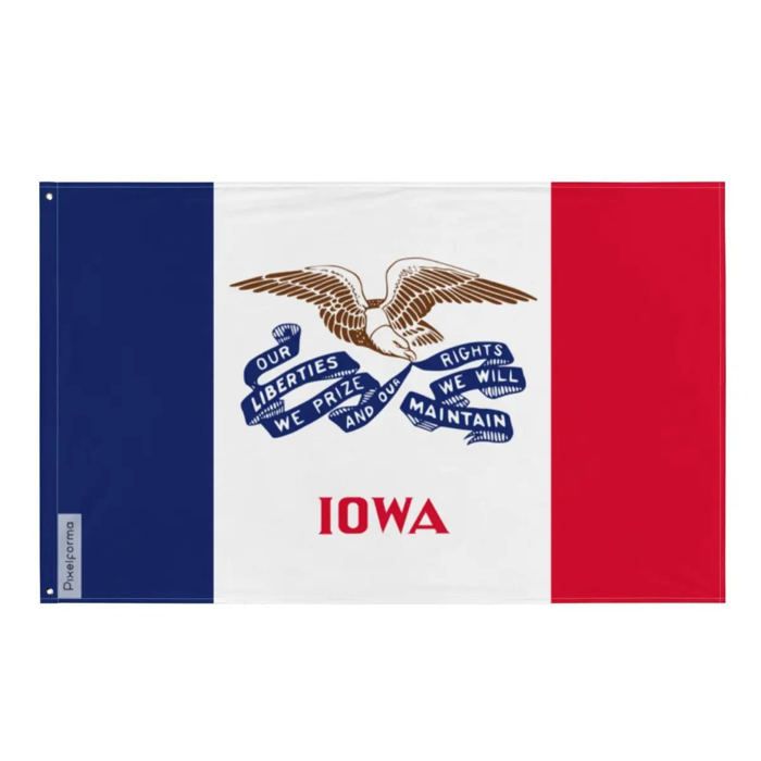 Drapeau - Iowa - 90 X 150 Cm - Polyester - Impression Recto/verso - Œillets En Fer