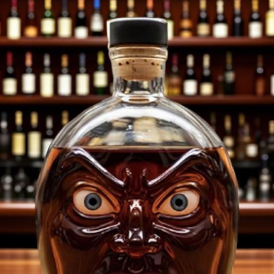Pumpkin Wine Bottle with Human Face Creepy Cute Spooky Wine Bottle Unique Evil Smirks Fun Face Bottle for Halloween