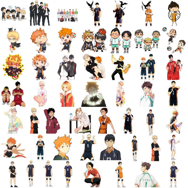 Haikyuu!! Anime Character Sticker Set - 52 Decorative Journal and Water Bottle Stickers