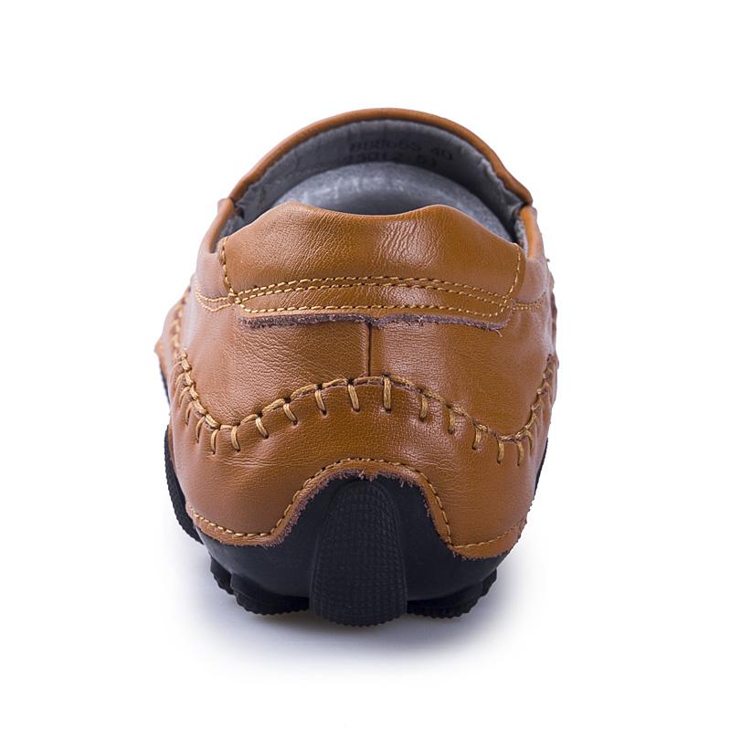 Summer New Men's Breathable Leather Casual Shoes Bean Business Leather Sewn Shoes For Men Male Comfortable Walking Shoes