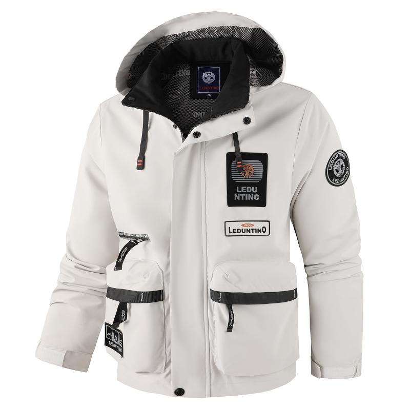 Men's Spring Autumn Hooded Casual Thin Jacket Waterproof Outdoor Hiking Windbreaker Outerwear Coat