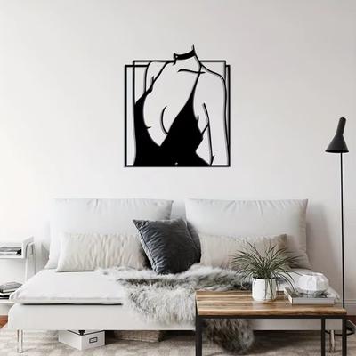1ks Ženská nástěnná cedule Minimalistická čárová grafika Kovová nástěnná dekorace, estetický abstraktní ornament, stylová závěsná dekorace