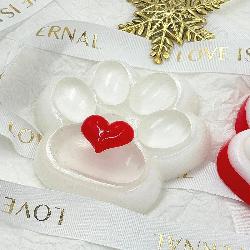 Wit Rood Hart Kattenpoot Squishy Zacht TPR Knijpspeeltje Stressverlichter Fidget Speeltje Schattige Transparante Dierlijke Poot Vakantiefeest Cadeau