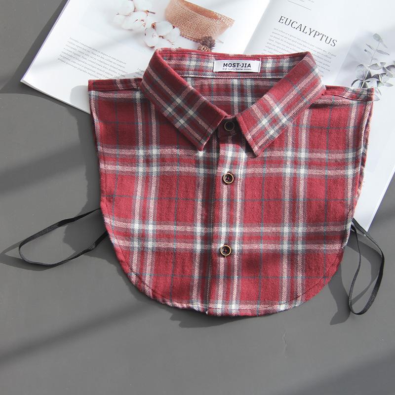 Plaid Fake Collar Shirt Children Print Collares Mujer Cotton Detachable Collar Choker Kids Boys Girls Removable Half Shirt