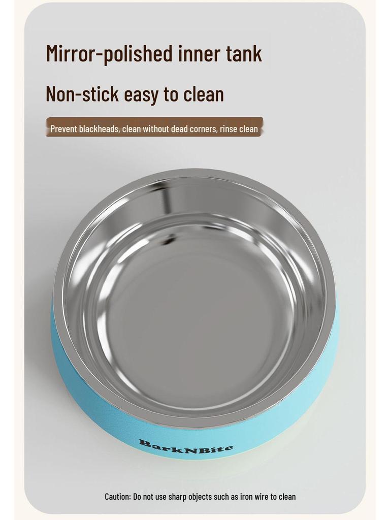Lake Blue Anti-Tip Stainless Steel Dog Bowl for Medium & Large Pets with Slow Feeder