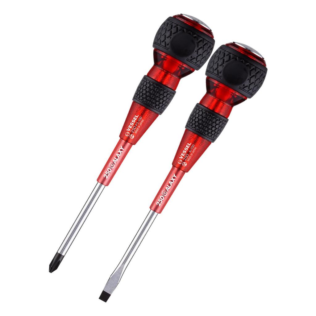 VESSEL Safety Penetrating Ball Grip Driver Galaxy Red Set 2-Piece +2x100/-6x100 250-2PS-GRE