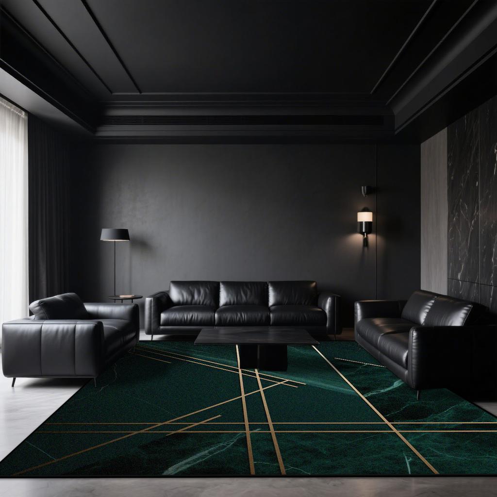 Black Marble Carpets for Living Room Dark toned Decoration Home Sofa Large Size Rugs Bedroom Cloakroom Short Velvet Floor Mat