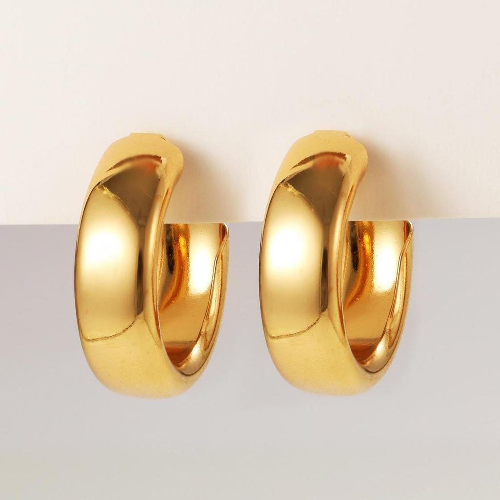 Elegant Retro Thick Round Circle Earrings for Women Simple Metal Big Hoop Earrings Wedding Engagement Aesthetic Jewelry