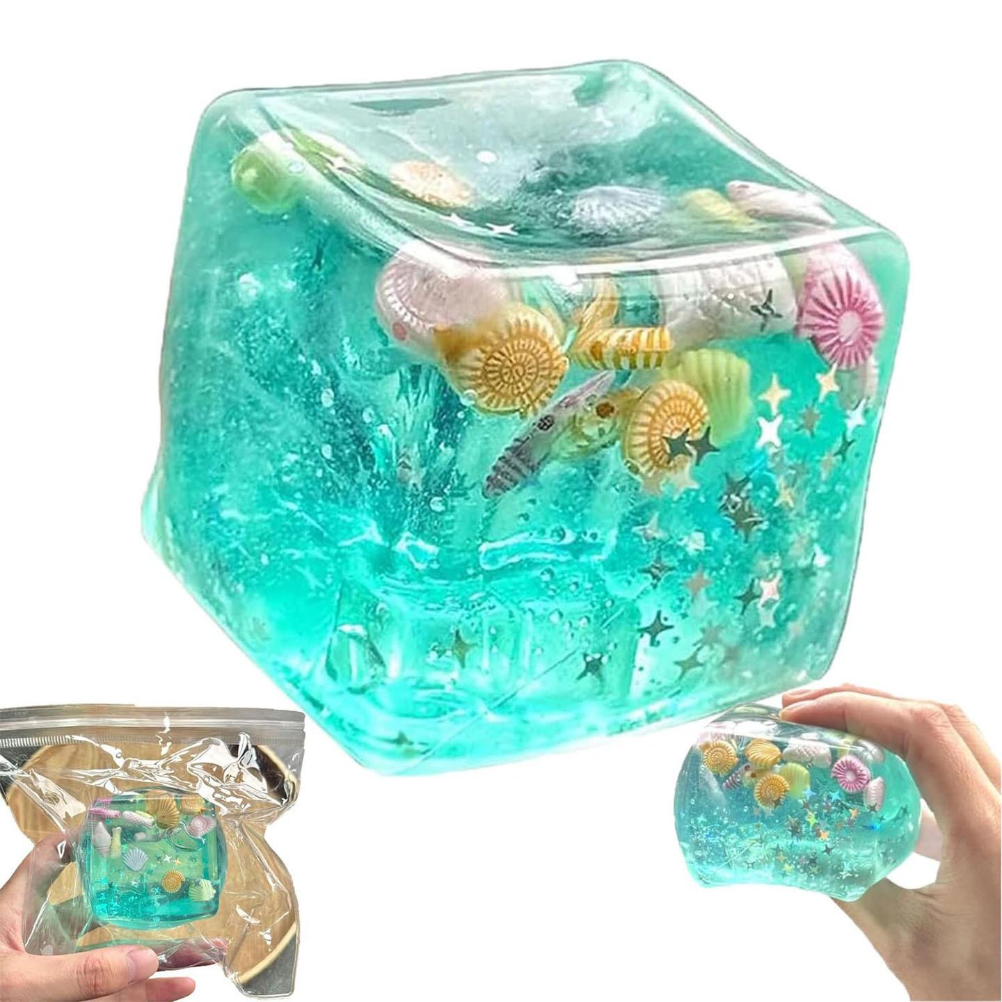 Squishy Maltose Blokjes Fidget Speelgoed Super Zacht Transparant Ster Knijpspeelgoed Oceaan Sensorisch Anti-stress Speelgoed voor Vriend Kerstcadeau
