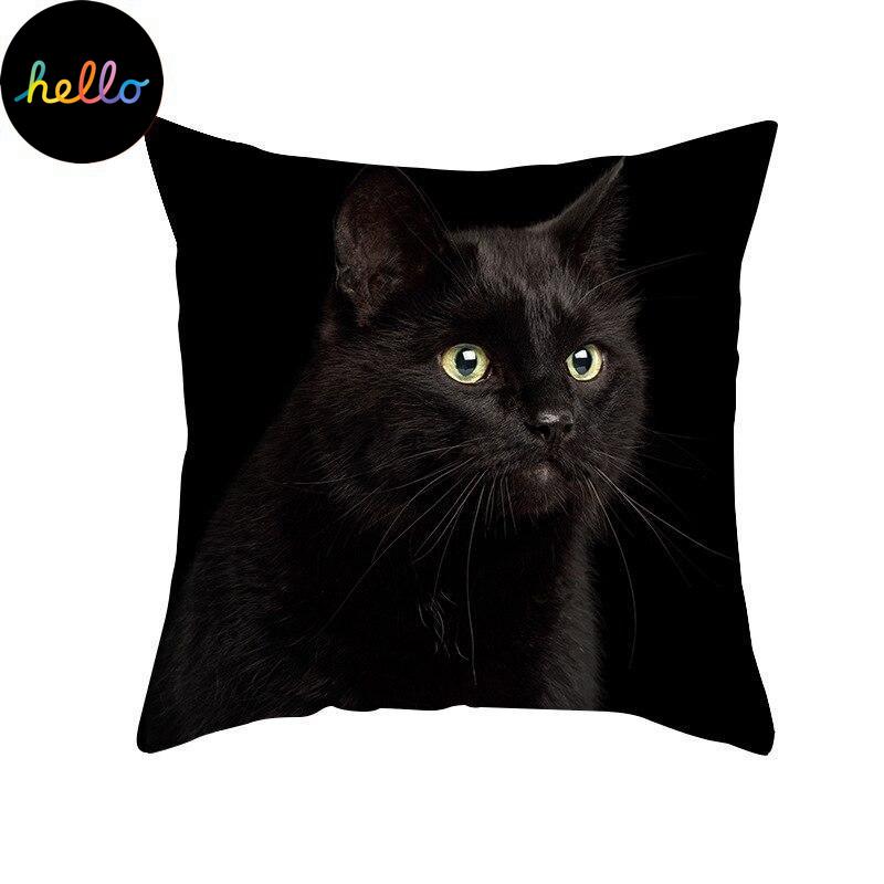 Kids Cartoon Cat Print Cus On Cover Funny Picture Sofa Pillowcase Suitable for Black Cat Cafe Decor Pillowcase