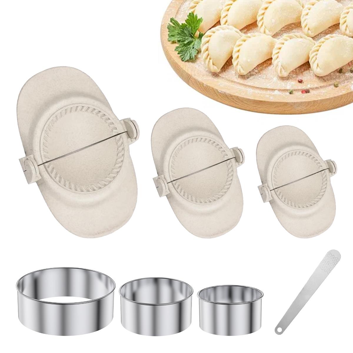 

7Pcs Dumpling Maker Reusable Dumpling Peeling Slicer Press Mold Set with 3 Dough Cutter and 1 Spoon Kitchen Accessories бежевый