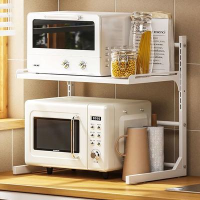 Table Top Multi-Layer Retractable Microwave Oven Thickened Storage Rack Kitchen Household Storage Oven Pot Rack Partition Rack