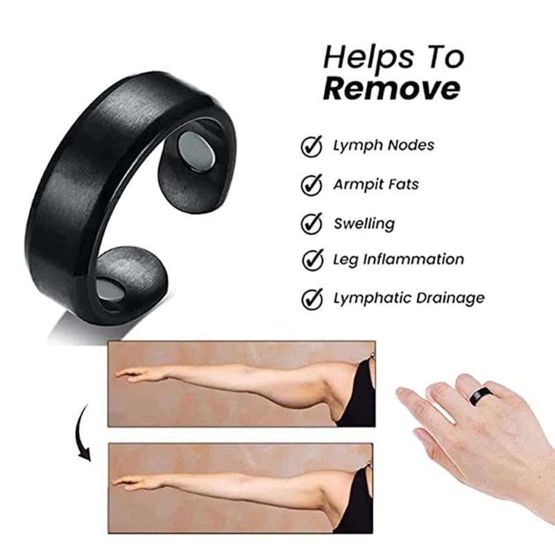 4Pcs Wide Open Magnetic Ring Adjusable Lymphatic Drainage Therapeutic Magnetic Ring Unisex for Adult Thanksgiving Gift