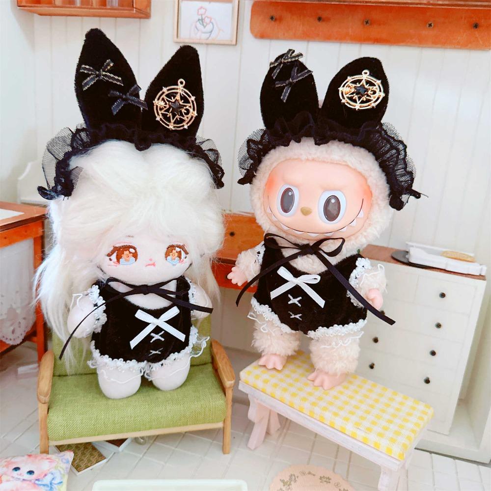 

Rabbit Ear Cotton Doll s Clothes Onesuit Labubu Doll Clothes Labubu Time Clothes Kids Girls Toys чорний