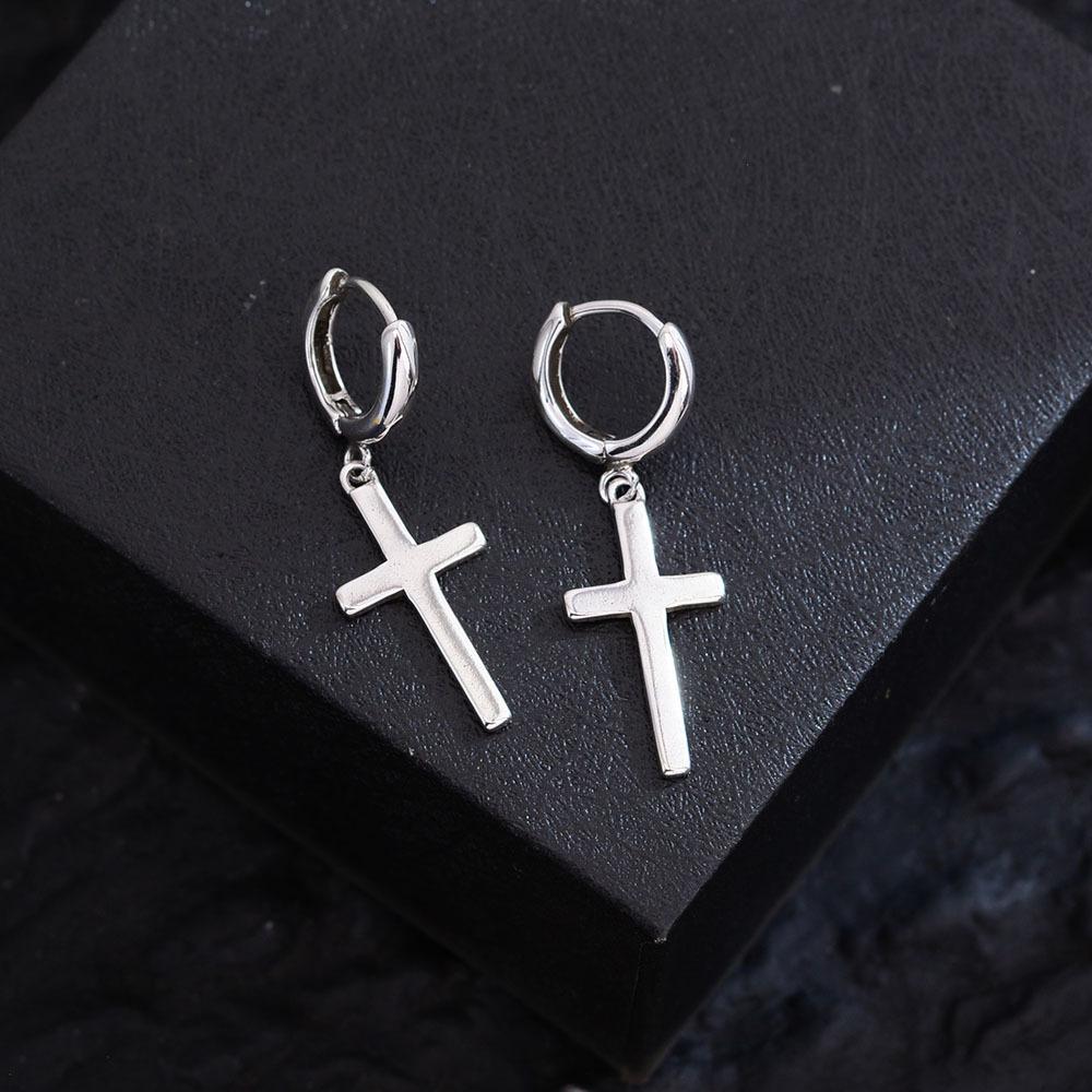 Punk Style Personalized Crown Cross Earrings Women'S Versatile Niche Design Sense Simple Light Luxury Earrings