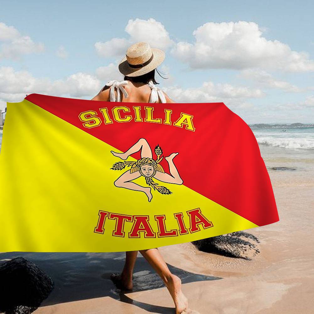 S-Sicilian Flag Fashion Microfiber Blanket Quick Drying Beach Towels Oversized Printing Super Absorbent Pool Towel Blanket