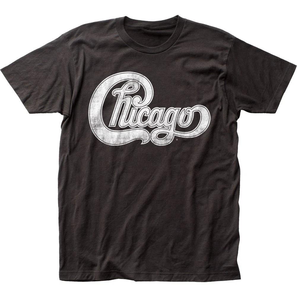 Chicago Logo Mens T Shirt Music Classic Concert Rock Band Tee New Black XL