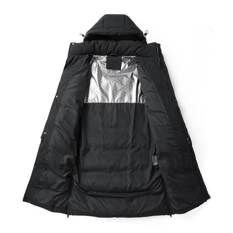 Men's Long Sports Down Coat - Over-the-Knee Winter Jacket for Students