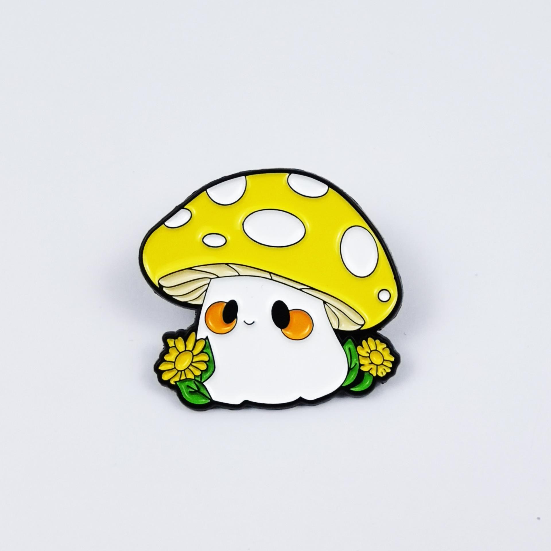 Cartoon Mushroom Brooch - Cute Alloy Badge for Backpacks & Clothing