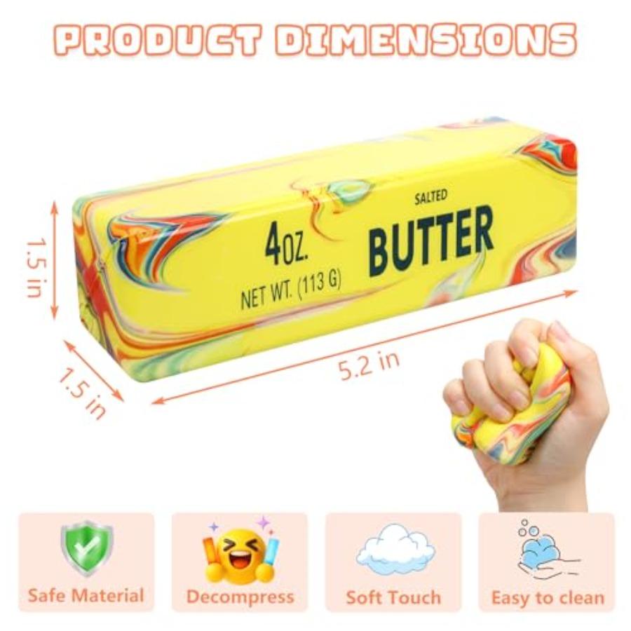 2 Pcs New Rainbow Butter Squishy Stick Sensory Toy Realistic Slow Rise Stress Relief Toy, Fun Food-Shaped Fidget Toys For Adult