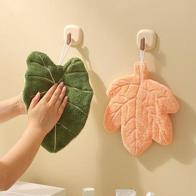 New Double-layer Leaf Style Hand Towel Thickened Speed Dry Hanging Hand Cloth Absorbent Handkerchief Rag for Kitchen Bathroom